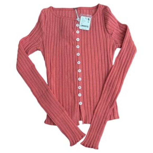 NWT Free People Tilly Long Sleeve Cardi in Coral - Size XS - Picture 9 of 10